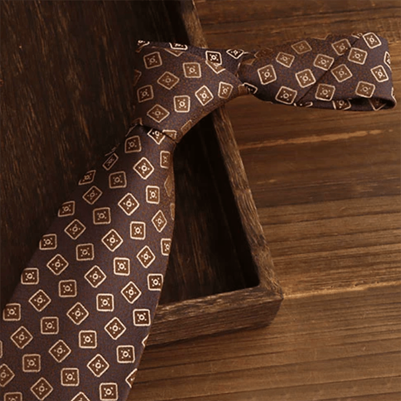 Men's Dark Brown & Gold Diamonds Necktie - image 1