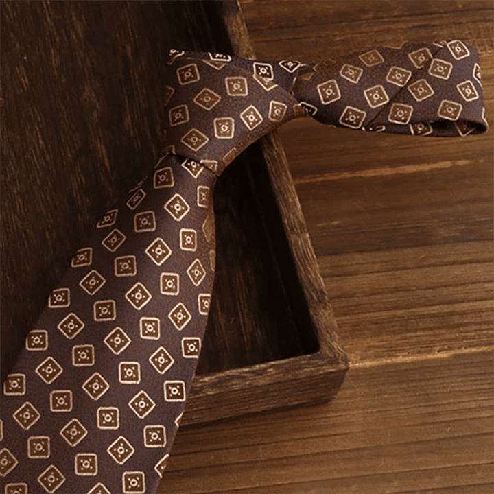 Men's Dark Brown & Gold Diamonds Necktie - image 1