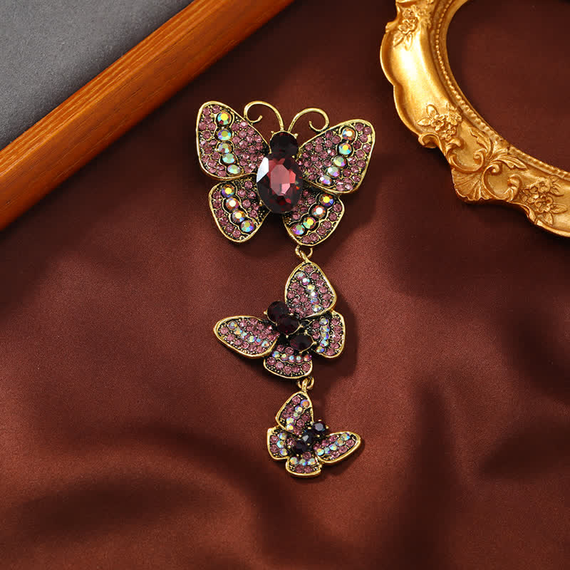 Women's Playful Triple Butterflies Brooch