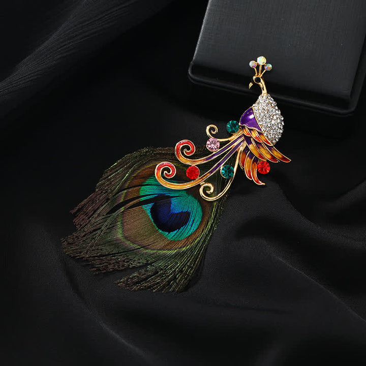 Women's Ethnic Colorful Peacock Feather Brooch