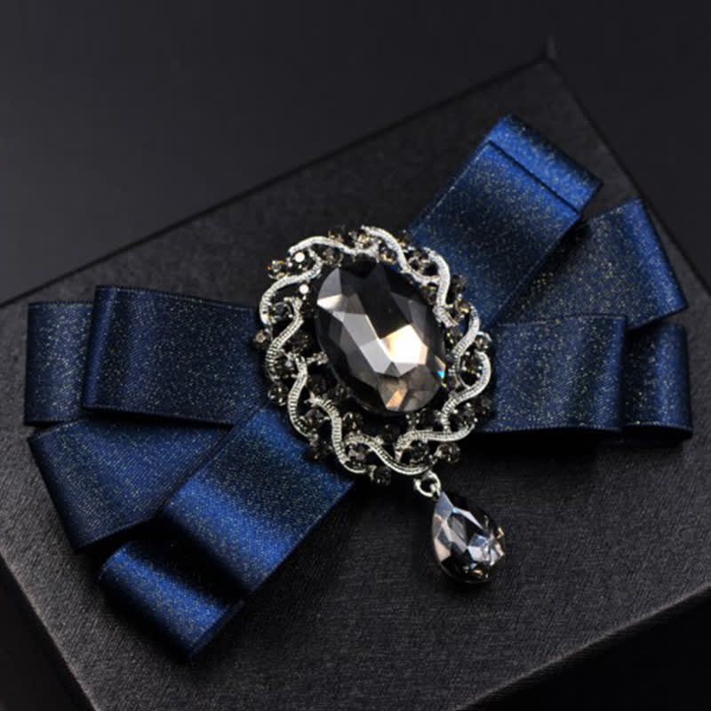 3Pcs Black Rhinestone Solid Colored Bow Tie Set