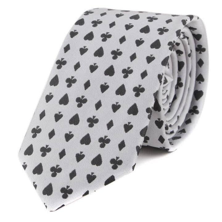 Men's Animals Poker Motifs Necktie - White Poker - image 12