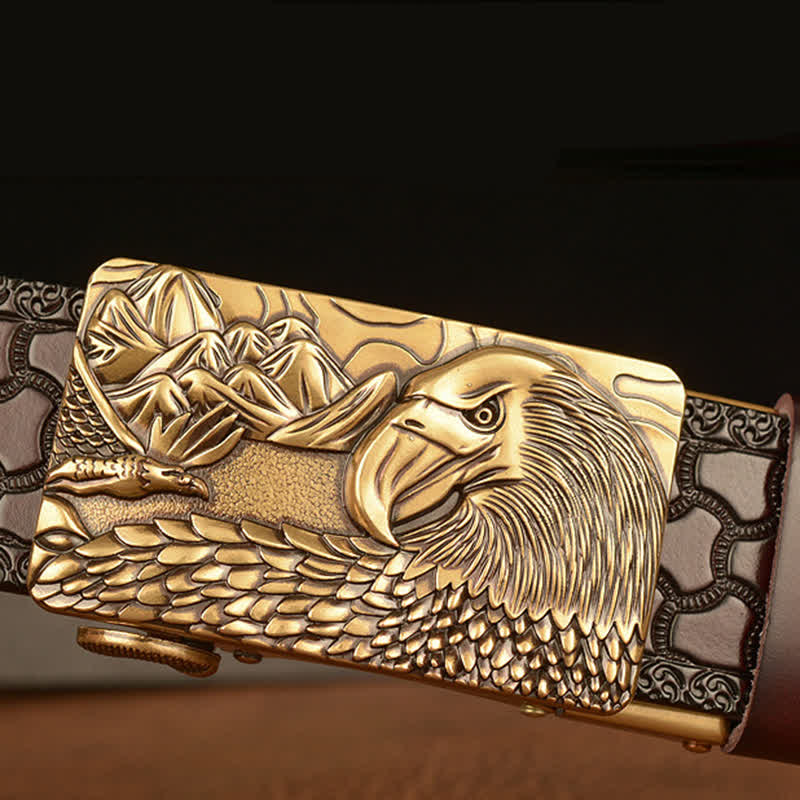 Men's Landscape Animal Eagle Leather Belt