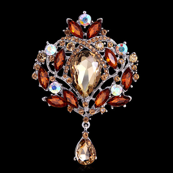 Women's Shiny Floral Bud Waterdrop Brooch