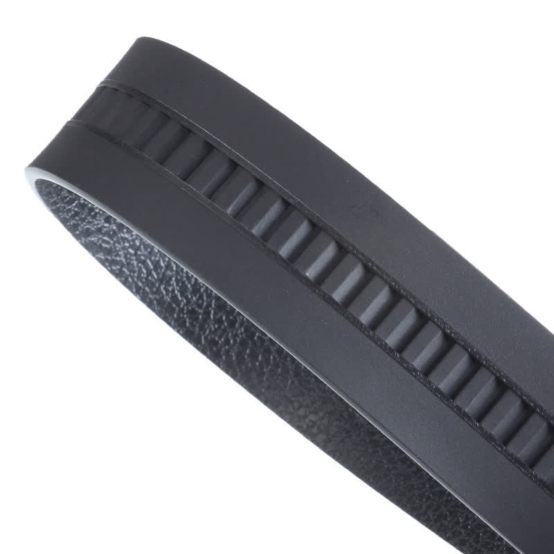Men's Business Automatic Buckle Black Leather Belt - image 5
