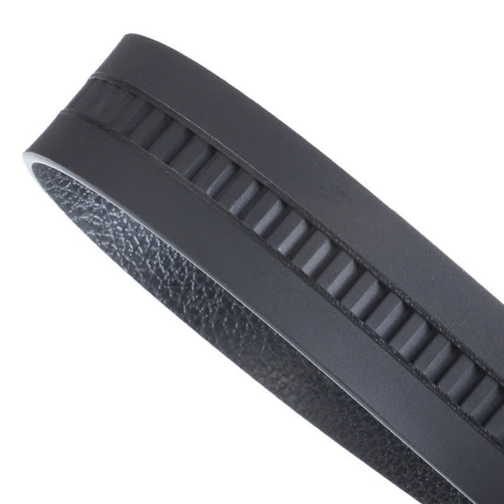 Men's Business Automatic Buckle Black Leather Belt - image 5