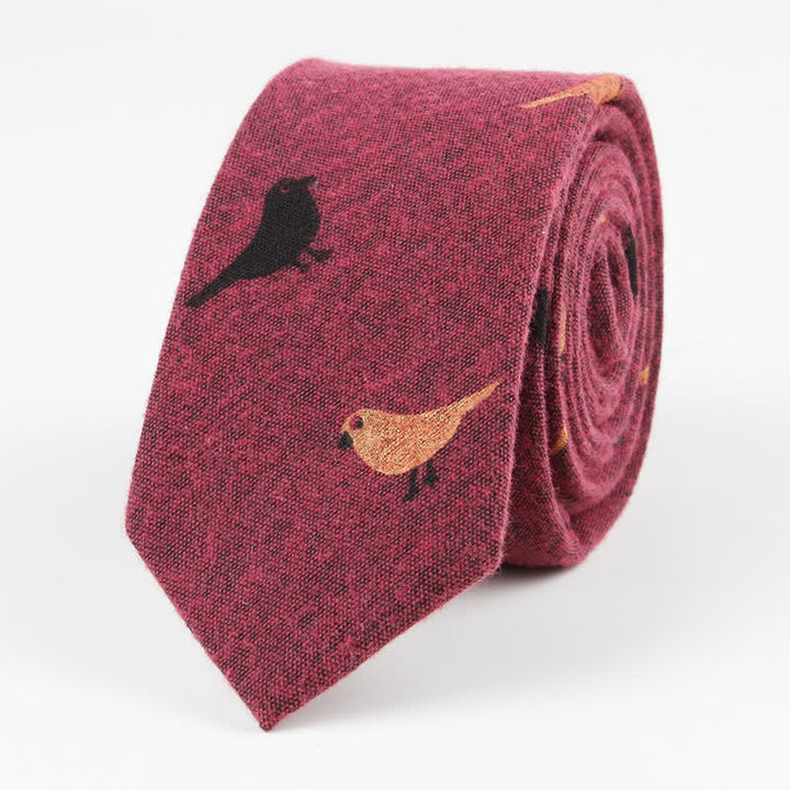 Men's Love Is A Bird Printed Cotton Necktie