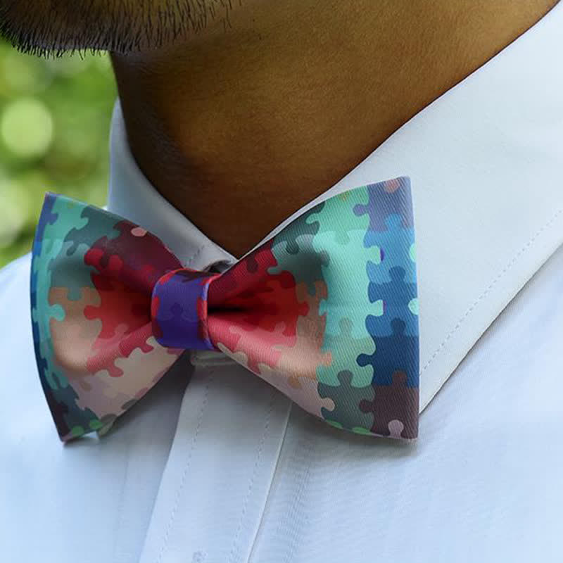 Men's Multicolor Block Puzzle Bow Tie