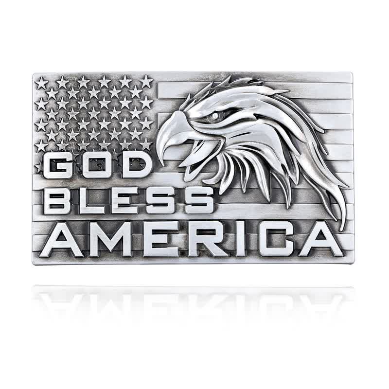 Men's DIY God Bless America Eagle Buckle Leather Belt