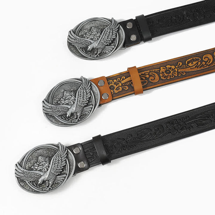 Men's Cool Eagle Wing Embossed Leather Belt