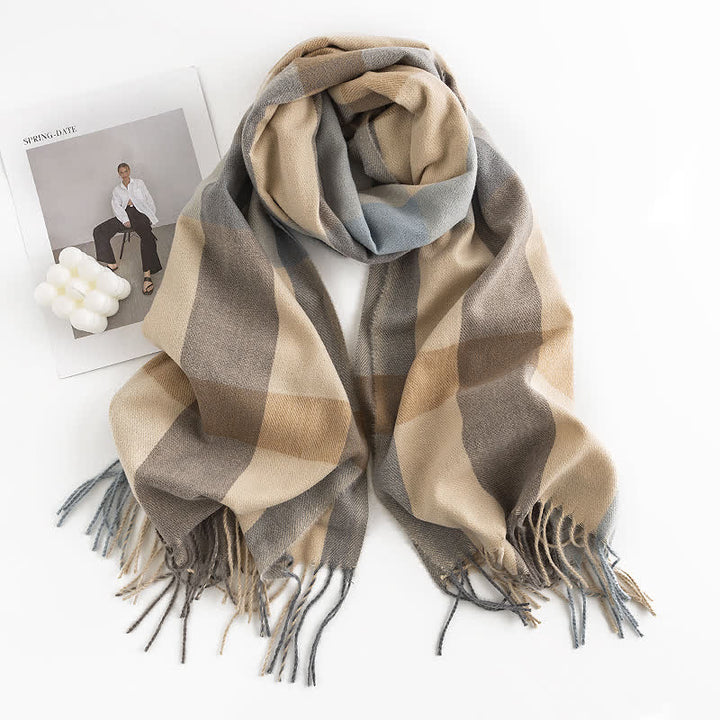 Women's Classy Plaid Imitation Cashmere Scarf