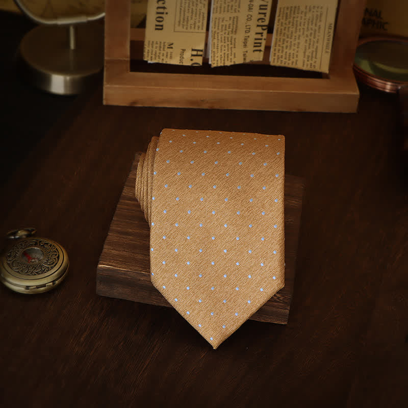 Men's Modern Micro Polka Dots Necktie - Dark Gold - image 1