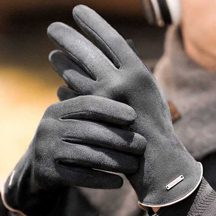 Suede Thermal Velvet Split Finger Gloves