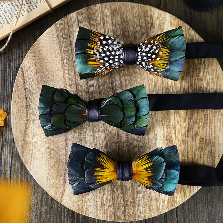 Green Classic Feather Bow Tie Collection Bundle