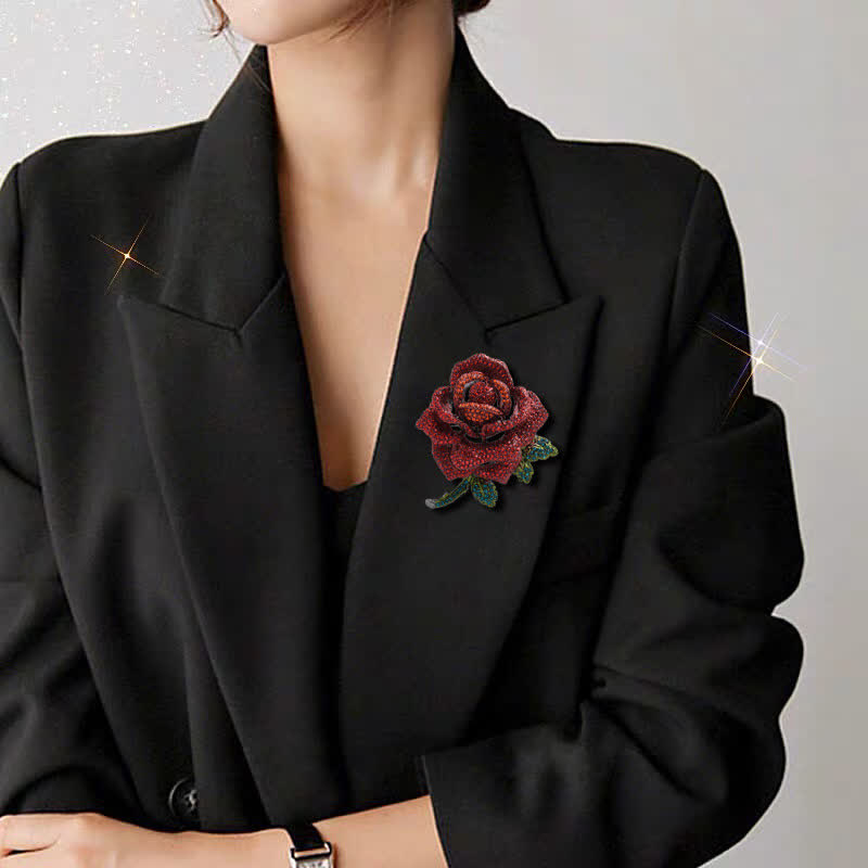 Women's Classy Rose Rhinestone Brooch