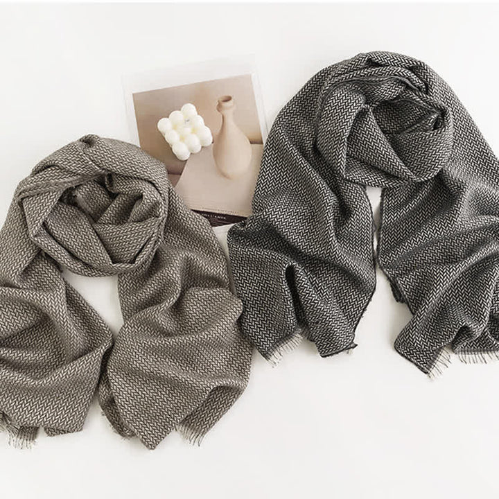 Women's Chunky Simple Herringbone Tassel Scarf