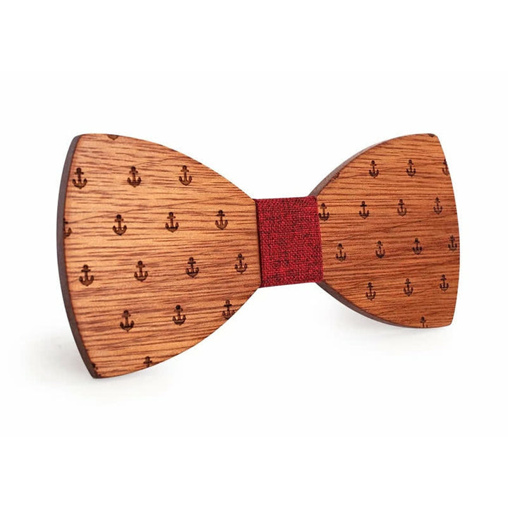 Men's Nautical Boat Anchor Wooden Bow Tie