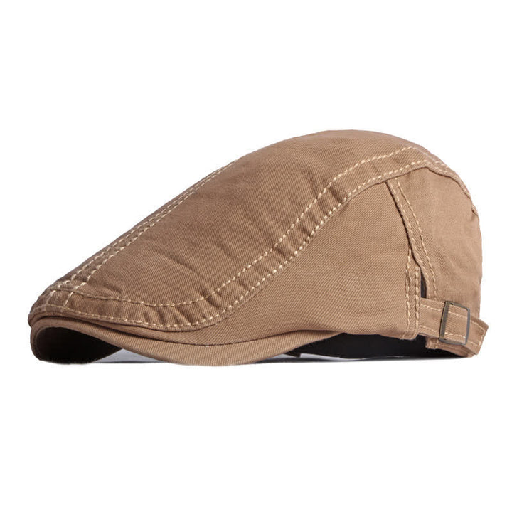Retro Painter Cotton Beret Flat Cap - Dark Khaki - Adjustable (about 21 5/8"-23 5/8") - image 4