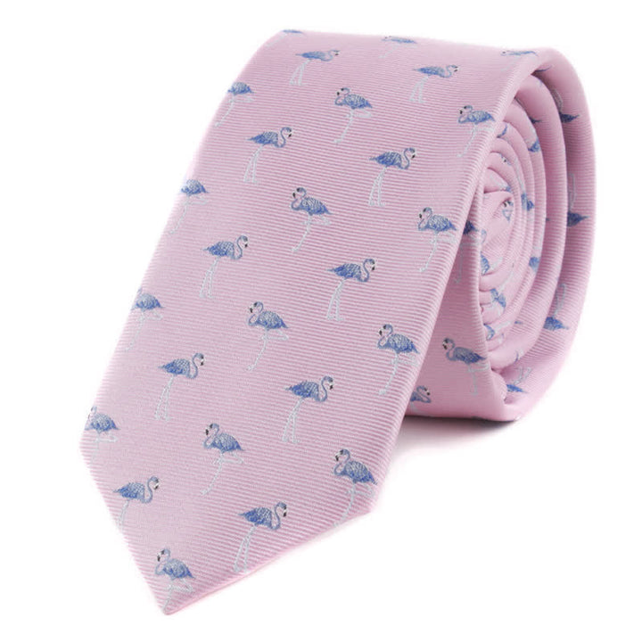 Men's Animals Poker Motifs Necktie - Pink Flamingo - image 3