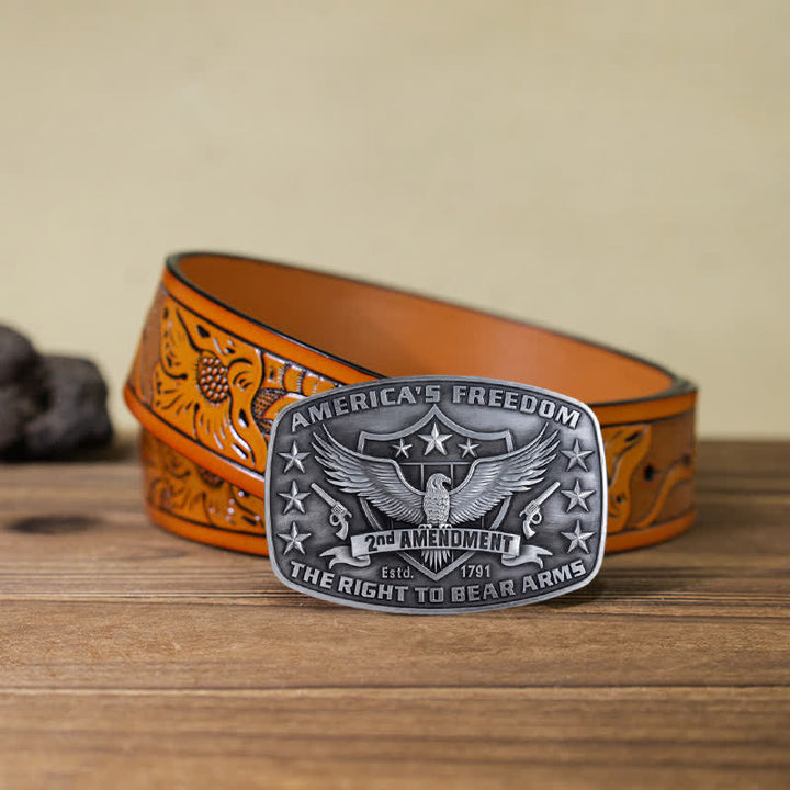 Men's DIY Eagle America's Freedom Buckle Leather Belt