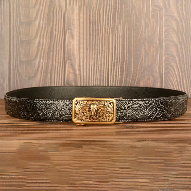 Men's Punk Elephant Alligator Pattern Leather Belt