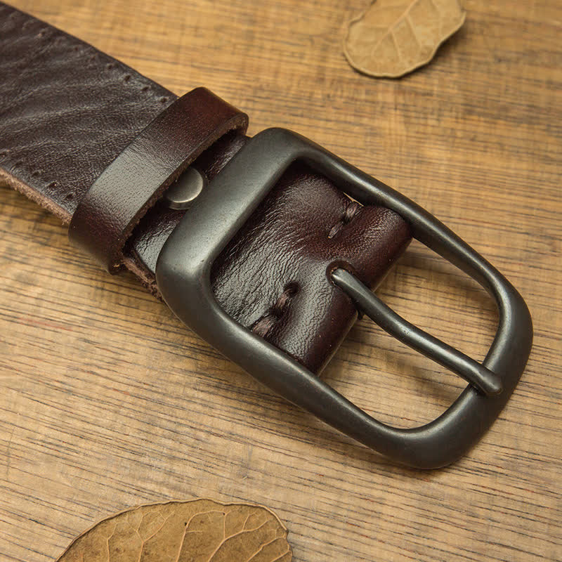 Men's Retro Handmade Trousers Leather Belt - image 3
