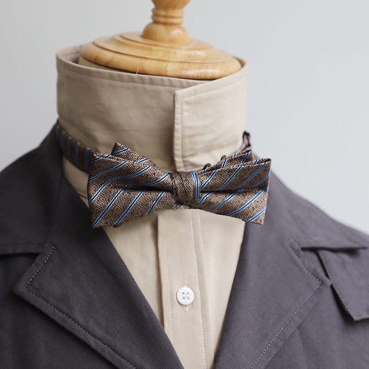 Men's Versatile Coffee Striped Bow Tie