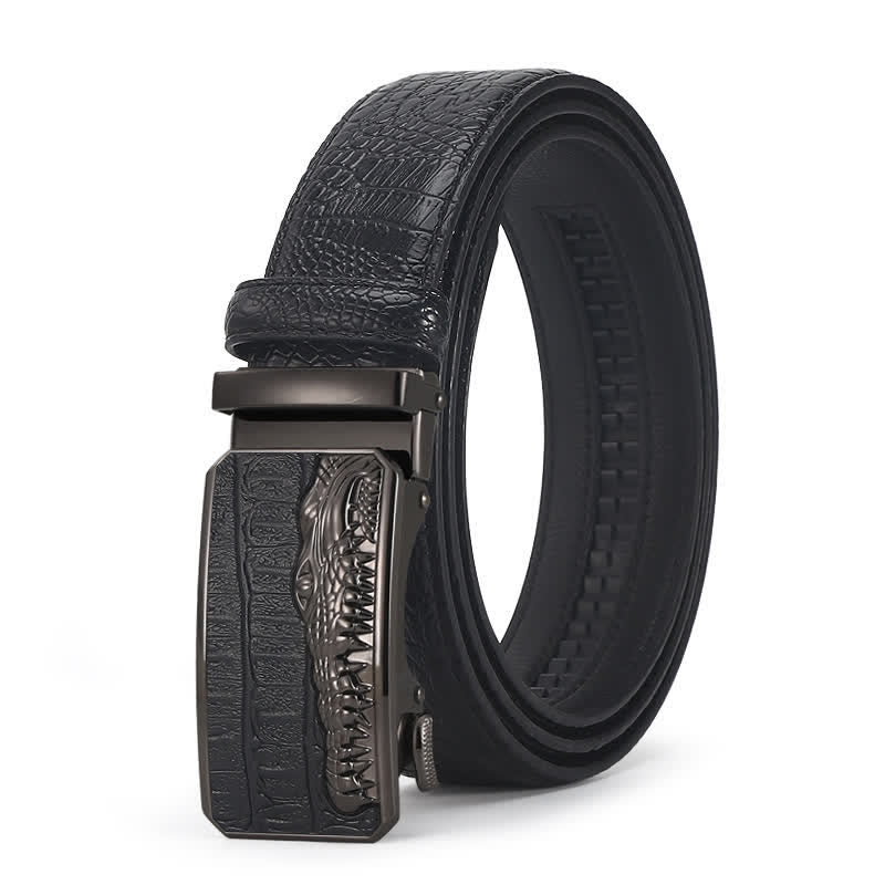 Men's Crocodile Pattern Automatic Buckle Leather Belt