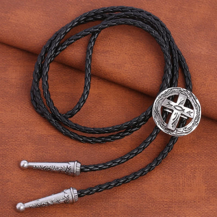 Retro Shirt Accessories Circle Cross Bolo Tie