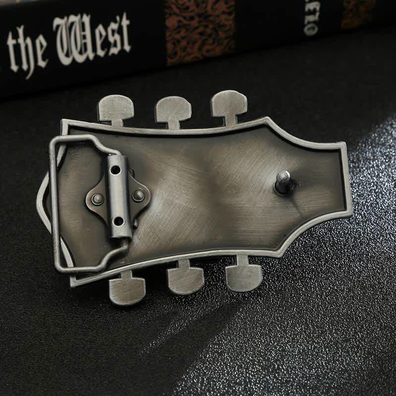 Men's DIY Musical Guitar Headstock Buckle Leather Belt