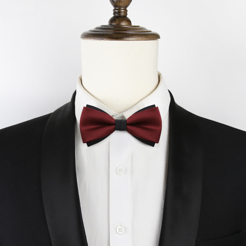 Men's Double-Layers Color Clash Bow Tie