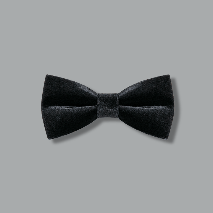 Men's Obsidian Black Solid Color Velvet Bow Tie