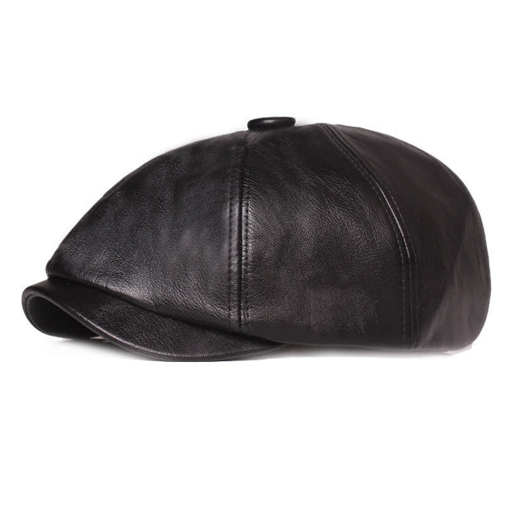 Minimalist Plain Colours Leather Beret Cap