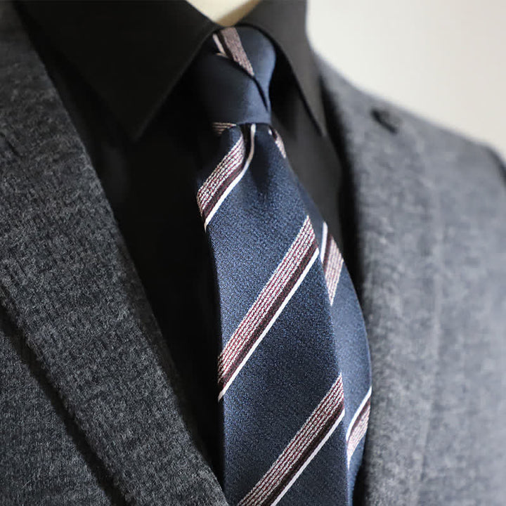 Men's Classic Pin-Striped Formal Necktie - Navy - image 0