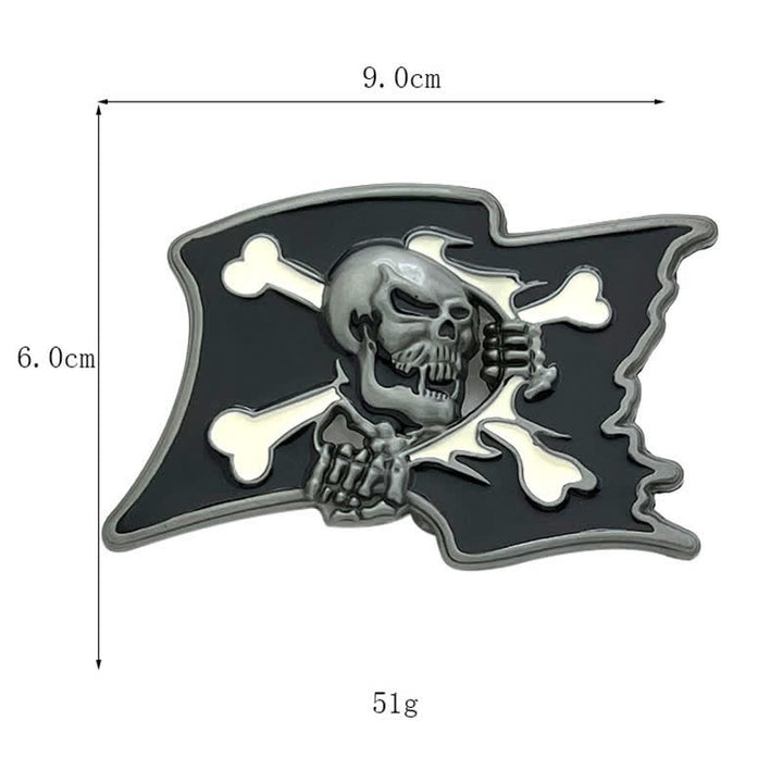 Men's DIY Jolly Roger Skull Flag Buckle Leather Belt