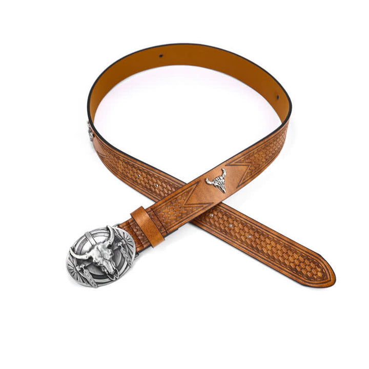 Men's Engraved Mad Bull Leather Belt