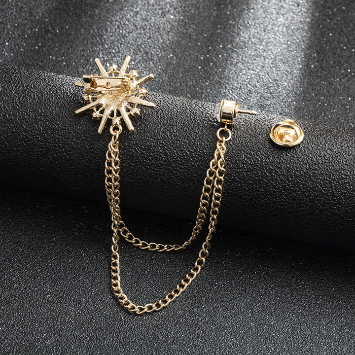 Men's Glittering Octagon Star Tassel Brooch - image 3