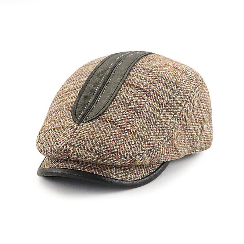 Vintage Painter Short Newsboy Brim Beret Cap - Khaki - M (22"-22 7/8") - image 9