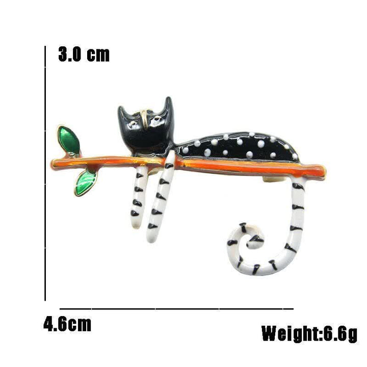 Women's Lazy Kitten Polka Dot Cat Brooch