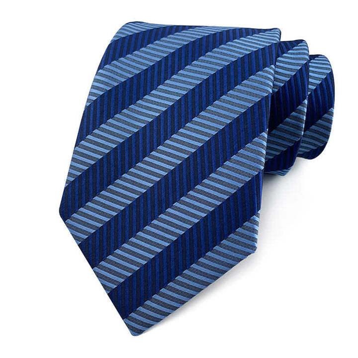 Men's Traditional Repp Striped Office Necktie - Navy & Light Blue - image 18