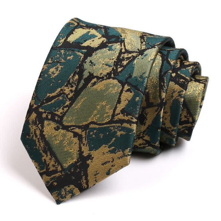 Men's Gold-green Abstract Graphic Necktie - Gold-green - image 0