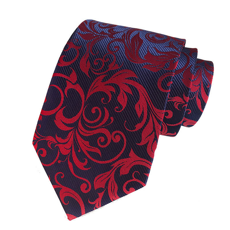 2Pcs Men's Plant Swirl Floral Necktie Set