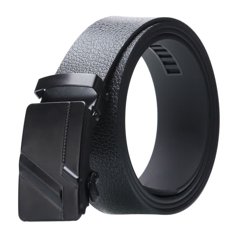Men's Business Automatic Buckle Black Leather Belt - Style #8 - Black - 42 - image 17