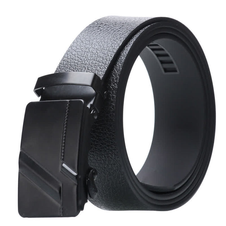 Men's Business Automatic Buckle Black Leather Belt - Style #8 - Black - 42 - image 17