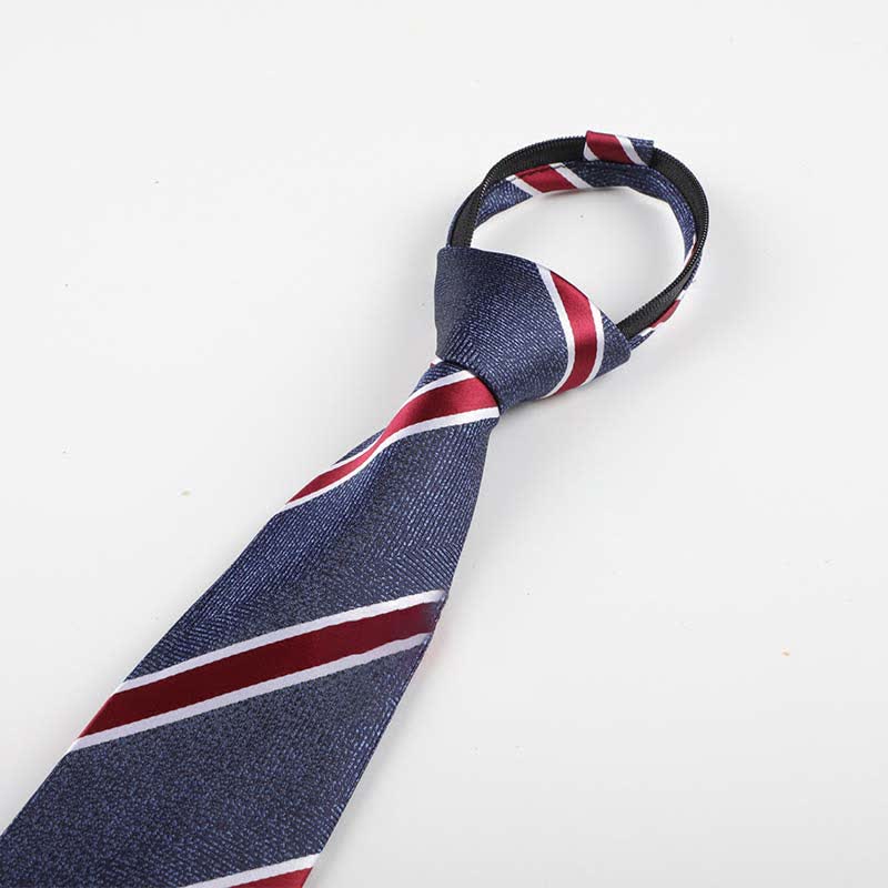 Men's Occupational Zipper Tie Striped Necktie - Navy - image 5