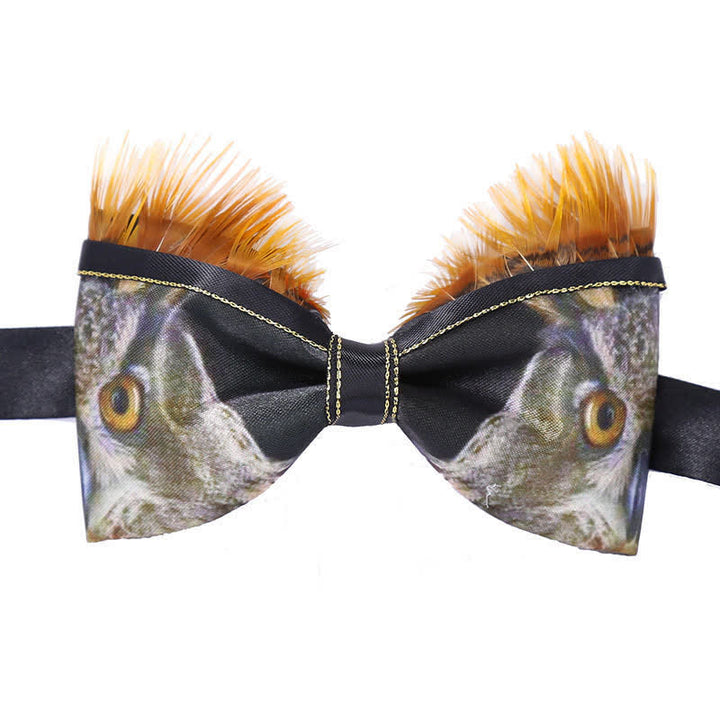 Men's Funny Owl Feather Bow Tie