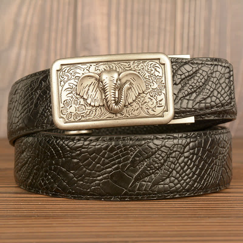 Men's Punk Elephant Alligator Pattern Leather Belt