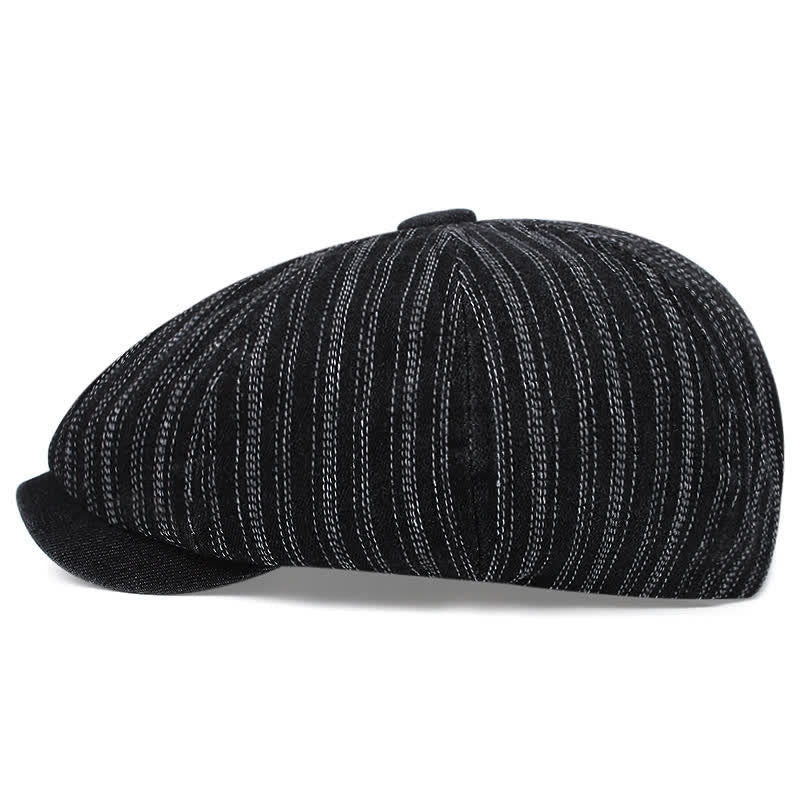 Trendy Striped Octagonal Newsboy Beret Cap - image 3