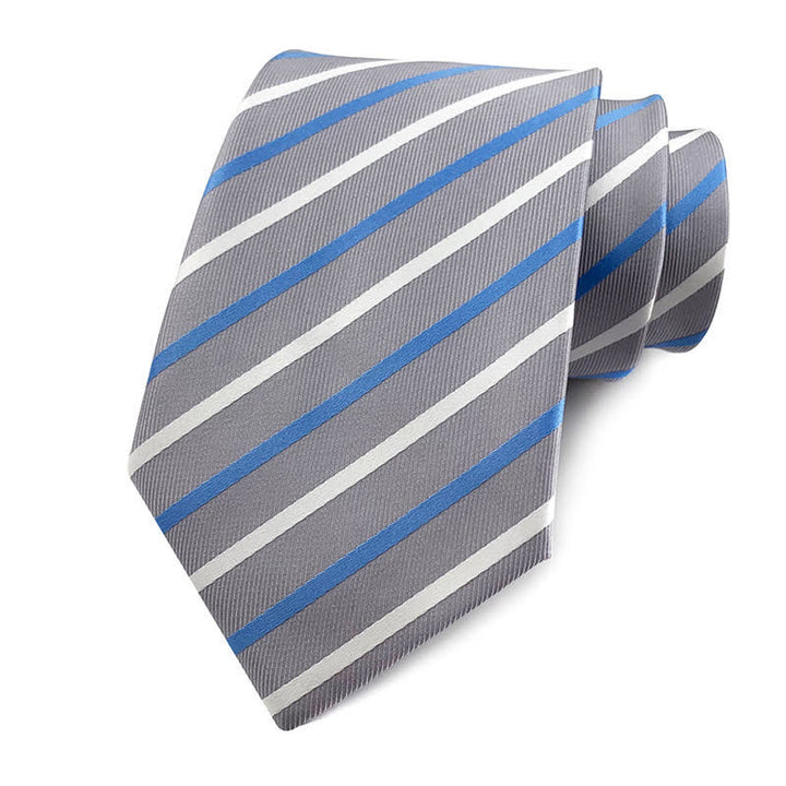 Men's Traditional Repp Striped Office Necktie - Light Gray - image 19