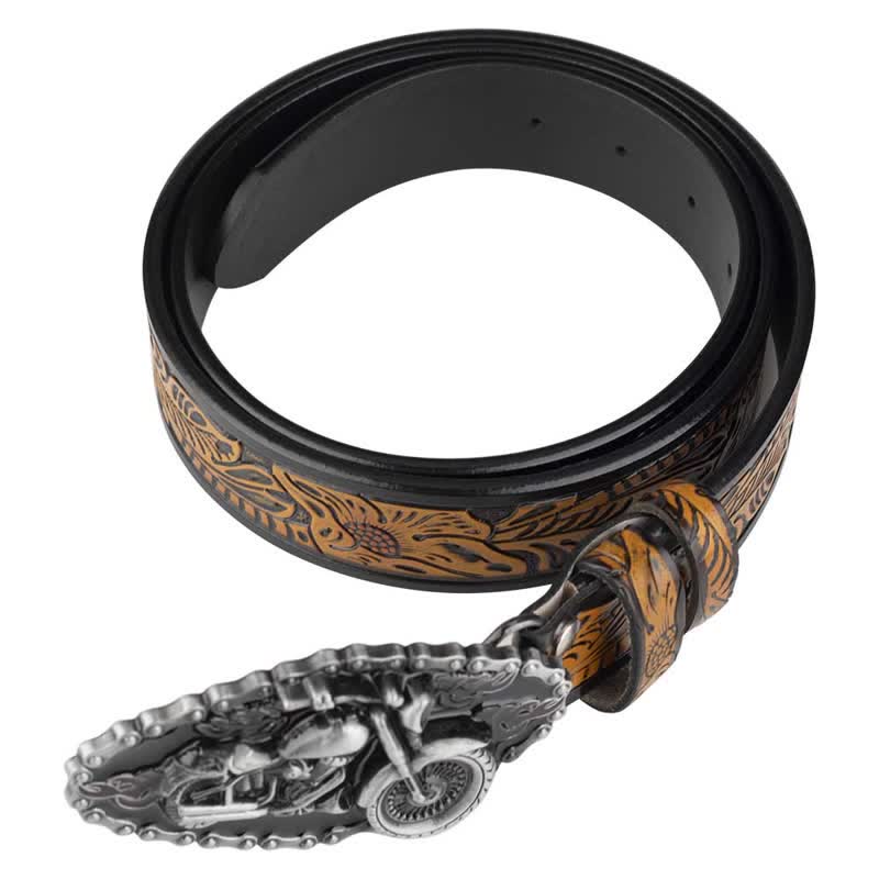 Men's Punk Rock Motorcycle Biker Leather Belt